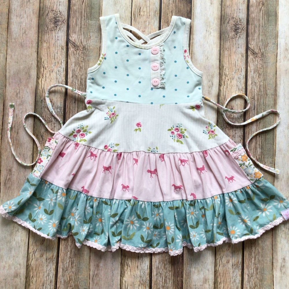 SweetHoney Tiered Horse Print Dress